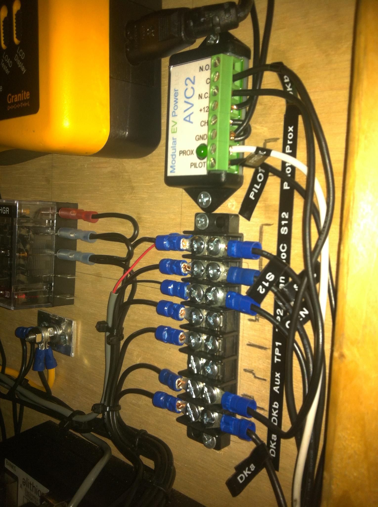 Tweaked 12v charger back so I could fit the AVC module on the front edge of the inner control panel. Also replaced the terminal block with 8way to accommodate the warning circuit.