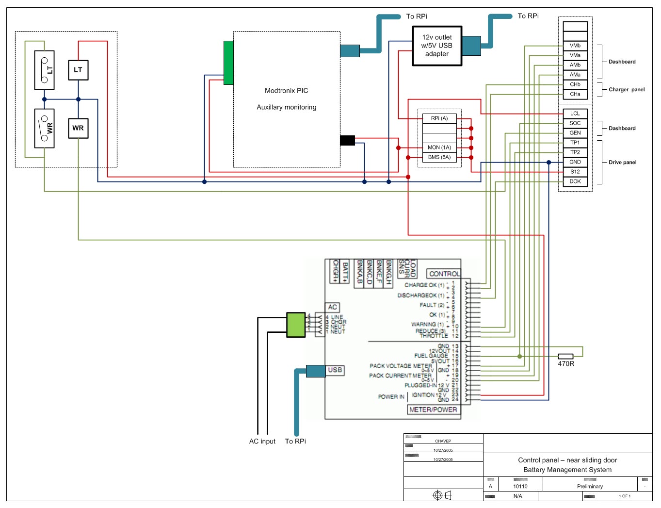 Revised schematics 3/3 - Battery Management System (BMS) panel